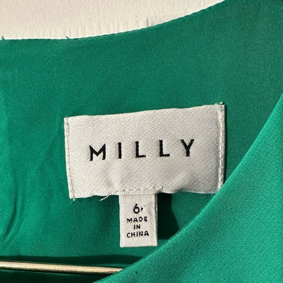 MILLY Women's 6 Solid Green Short Ruffle Sleeve Mini Shift Dress Pockets CLEAN2 - Picture 5 of 14